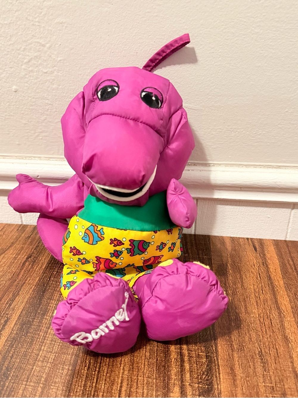 Vintage Playskool Barney the Purple Dinosaur Water Pal Bath Toy 12" tall nylon
